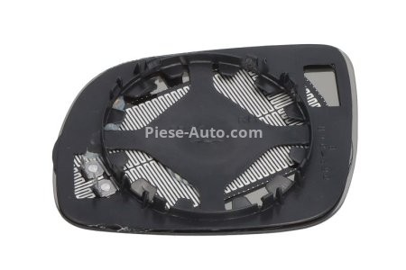 Sticlă oglindă retrovizoare laterală dreapta (convexa, încălzită, crom, mic) , pentru: SEAT AROSA, CORDOBA, IBIZA II, LEON, TOLEDO II; VW BORA, BORA I, GOLF IV, LUPO I, PASSAT B5 03.93-12.13 -06.06