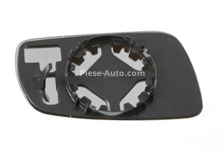 Sticlă oglindă retrovizoare laterală stânga (asferice, crom, mare) , pentru: SEAT AROSA, CORDOBA, CORDOBA VARIO, IBIZA II, LEON, TOLEDO II; VW BORA, BORA I, GOLF IV, LUPO I, PASSAT B5 03.93-12.13