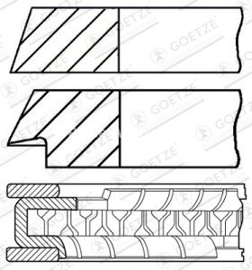 Segmenți piston GOETZE pentru : MERCEDES A (W168), VANEO (414) 1.4/1.6 07.97-07.05 : MERCEDES
