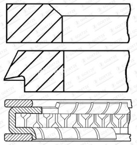 Segmenți piston GOETZE pentru : HYUNDAI ACCENT II, ACCENT III, COUPE II, ELANTRA III, GETZ, MATRIX, TIBURON; KIA CERATO I, RIO II 1.6 06.00-
