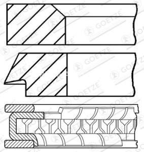 Segmenți piston GOETZE pentru : FIAT DUNA, FIORINO, FIORINO/MINIVAN, PALIO, SIENA, TEMPRA, TIPO, UNO; INNOCENTI ELBA; LANCIA DELTA II 1.4 07.87-12.09 : FIAT