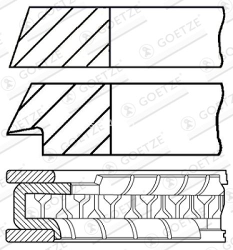 Segmenți piston GOETZE pentru : MERCEDES A (W168), VANEO (414) 1.4/1.6 07.97-07.05 : MERCEDES