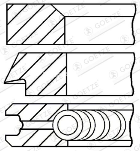 Segmenți piston GOETZE pentru : FIAT 127, 147, 900 T/E, 900 T/E PULMINO, CINQUECENTO, DUNA, FIORINO, PANDA, UNO; FSO 127P 0.8-1.1 10.69-07.99 : FIAT
