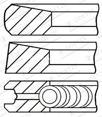 Segmenți piston GOETZE pentru : HYUNDAI GALLOPER I; MITSUBISHI GALANT IV, L200, L400, PAJERO I, PAJERO II 2.3D/2.5D 09.80-12.07