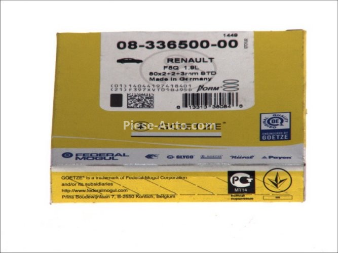 Segmenți piston GOETZE pentru : DACIA PICK UP, SOLENZA; OPEL ARENA; RENAULT 19 I, 19 I CHAMADE, 19 II, 19 II CHAMADE, 21, CLIO I, CLIO II 1.9D 03.86- : RENAULT