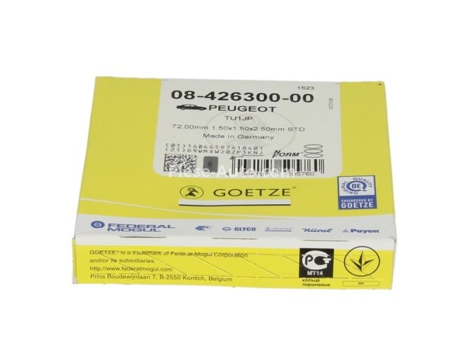 Segmenți piston GOETZE pentru : CITROEN BERLINGO, BERLINGO/MINIVAN, C2, C2 ENTERPRISE, C3 I, C3 II, SAXO; PEUGEOT 106 II, 206, 206+ 1.1 05.96- : CITROEN