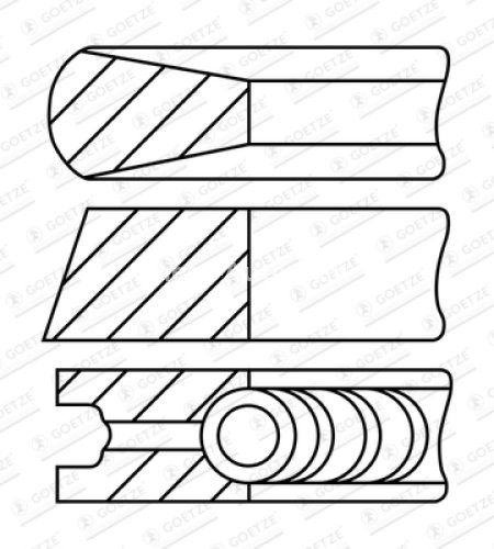 Segmenți piston GOETZE pentru : HYUNDAI ELANTRA III, GETZ, HIGHWAY, I30, MATRIX, SANTA FÉ I, SANTA FÉ II, SONATA V, TRAJET, TUCSON; KIA CARENS II, CARENS III 1.5D/2.0D 03.01-