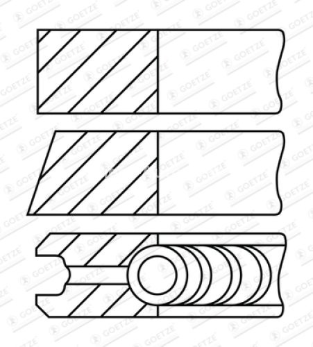 Segmenți piston GOETZE pentru : HYUNDAI GALLOPER II, H100, PORTER 2.5D 07.93-04.04