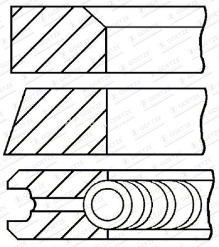 Segmenți piston GOETZE pentru : FORD RANGER; MAZDA B-SERIE, BT-50 2.5D 09.98-12.15