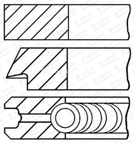 Segmenți piston GOETZE pentru : DS DS 3; CITROEN C1 II, C3 AIRCROSS II, C3 II, C3 III, C4 CACTUS, C-ELYSEE, DS3; OPEL CROSSLAND X /LAND; PEUGEOT 108, 2008 I, 208 I 1.2/1.2LPG 03.12-