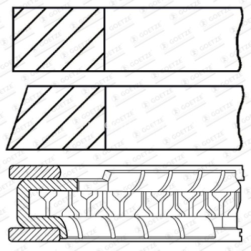 Segmenți piston GOETZE pentru : HONDA CIVIC, CIVIC VII, CIVIC VIII, CR-V II, INTEGRA, STREAM 2.0 05.01-