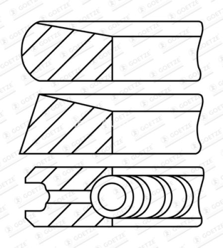 Segmenți piston GOETZE pentru : HYUNDAI GALLOPER II, H-1, H-1 / STAREX, PORTER, TERRACAN; KIA K2500, PREGIO 2.5D 07.94-