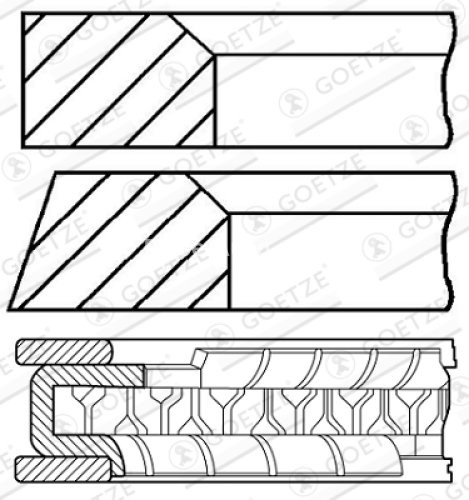 Segmenți piston GOETZE pentru : SKODA 130, FABIA I, FABIA I PRAKTIK, FAVORIT, FAVORIT FORMAN, FELICIA CUBE, FELICIA I, FELICIA II 1.3/1.4 02.85-05.03 : SKODA