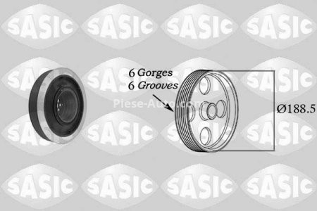 Fulie vibrochen / arbore cotit - SASIC , pentru : AUDI A4, A6, A8, Q7; VW PHAETON, TOUAREG 2.7TDI/3.0TDI 08.03-