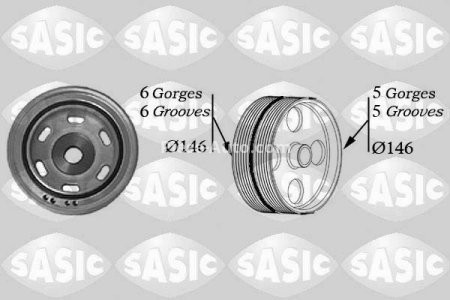 Fulie vibrochen / arbore cotit - SASIC (nr. caneluri 5; 6) pentru: CITROEN JUMPER I; FIAT DUCATO; PEUGEOT BOXER 2.8D 02.98-
