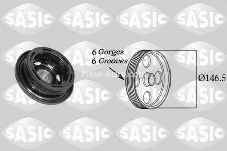 Fulie vibrochen / arbore cotit - SASIC,pentru: MERCEDES C (CL203), C T-MODEL (S202), C T-MODEL (S203), C T-MODEL (S204), C (W202), C (W203), C (W204), CLK (C209), E T-MODEL (S210) 2.0D-3.0D 09.97-