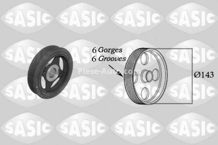 Fulie vibrochen / arbore cotit - SASIC,pentru: NISSAN QASHQAI I, TIIDA, X-TRAIL II; RENAULT CLIO III, FLUENCE, GRAND SCENIC III, LAGUNA III, LATITUDE, MEGANE, MEGANE III, SCENIC III 1.2-3.5 09.04-