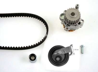 Kit distribuție HEPU (curea + intinzator + pompa de apa) pentru: AUDI A3, TT; SEAT ALHAMBRA, LEON, TOLEDO II; SKODA OCTAVIA I; VW BORA, BORA I, GOLF IV, NEW BEETLE, SHARAN 1.8 09.96-12.10