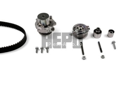 Kit distribuție HEPU (curea + intinzator + pompa de apa) fara regulator pentru: MAN TGE; AUDI A1, A3, A4 ALLROAD B8, A4 ALLROAD B9, A4 B8, A4 B9, A5, A6 C7, A6 C8, Q2, Q3, Q5, TT 1.6D/2.0D 11.07- 1