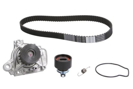 Kit distribuție HEPU (curea + intinzator + pompa de apa) pentru: HONDA CIVIC VI, HR-V 1.4/1.5/1.6 09.95-11.03