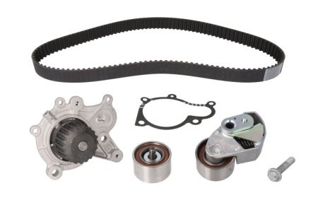 Kit distribuție HEPU (curea + intinzator + pompa de apa) pentru: HYUNDAI ELANTRA III, GRANDEUR, I30, SANTA FÉ II, SONATA V, TUCSON, TUCSON/SUV; KIA CARENS II, CARENS III 1.6D/2.0D/2.2D 04.01-