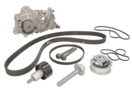 Kit distribuție HEPU (curea + intinzator + pompa de apa) pentru: SEAT IBIZA IV, IBIZA IV SC, IBIZA IV ST, IBIZA V, MII; SKODA CITIGO, FABIA III; VW ARTEON 1.0/1.0CNG/1.4H 08.11-