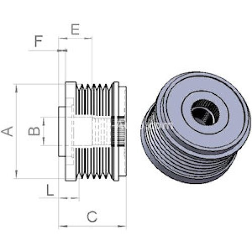 Fulie alternator CARGO , pentru: FORD RANGER, TRANSIT, TRANSIT TOURNEO, TRANSIT V363; LAND ROVER DEFENDER; TOYOTA FORTUNER, HILUX, HILUX VI, HILUX VII, HILUX VIII, LAND CRUISER PRADO 2.2D-3.2D 11.01-