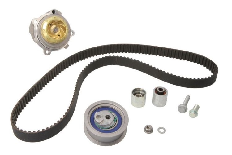 Kit distribuție HEPU (curea + intinzator + pompa de apa) pentru: AUDI A3, A4 B6, A4 B7; SEAT ALTEA, ALTEA XL, LEON, TOLEDO III; SKODA OCTAVIA II; VW EOS, GOLF PLUS V, GOLF V 2.0 07.02-11.17