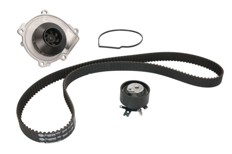 Kit distribuție HEPU (curea + intinzator + pompa de apa) pentru: CHRYSLER VOYAGER V; DODGE NITRO; JEEP CHEROKEE, WRANGLER III; LANCIA VOYAGER 2.8D 10.06-