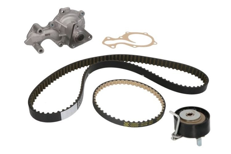 Kit distribuție HEPU (curea + intinzator + pompa de apa) pentru: FORD B-MAX, C-MAX II, FIESTA VI, FOCUS III, FOCUS III/KOMBI, GRAND C-MAX 1.0 02.12-