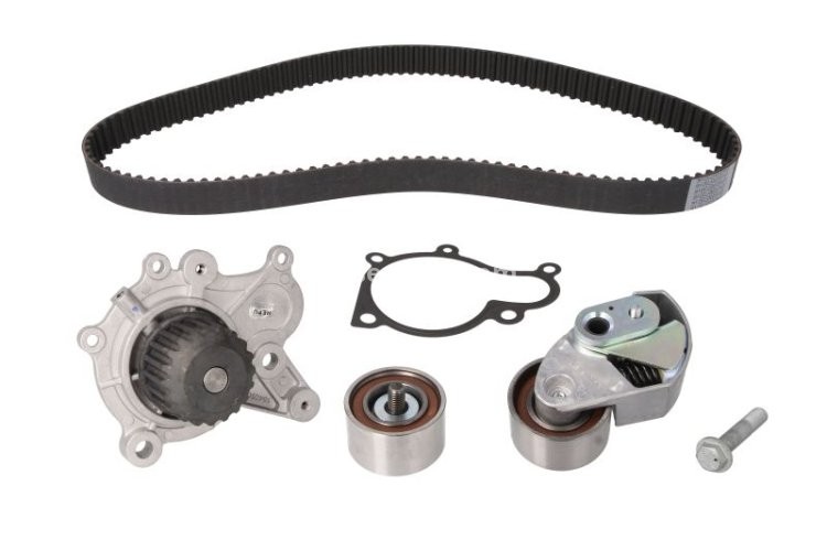 Kit distribuție HEPU (curea + intinzator + pompa de apa) pentru: HYUNDAI ELANTRA III, GRANDEUR, I30, SANTA FÉ II, SONATA V, TUCSON, TUCSON/SUV; KIA CARENS II, CARENS III 1.6D/2.0D/2.2D 04.01-