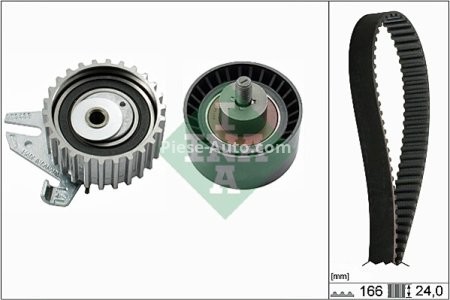 Kit distribuție INA (curea + role) pentru: ALFA ROMEO 145, 146, 155, 156, GT; FIAT BARCHETTA, PUNTO, STILO 1.6/1.8 04.95-03.12