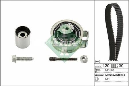 Kit distribuție INA (curea + role) pentru: AUDI A6 C5; FORD GALAXY I; SEAT ALHAMBRA, AROSA; VW BORA, BORA I, GOLF IV, LUPO I, PASSAT B5, POLO, SHARAN 1.4D/1.9D 03.95-03.10