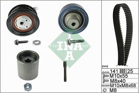 Kit distribuție INA (curea + role) pentru: AUDI A3; SEAT CORDOBA, CORDOBA VARIO, IBIZA II, IBIZA III, LEON, TOLEDO II; SKODA FABIA I, FABIA I PRAKTIK, OCTAVIA I 1.6D/1.9D 09.96- 3