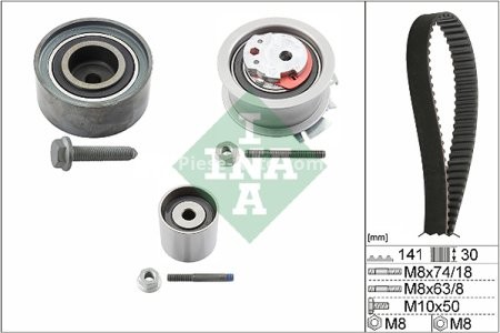 Kit distribuție INA (curea + role) pentru: AUDI A3, A4 B7, A6 C6; CHRYSLER SEBRING; DODGE AVENGER, CALIBER, JOURNEY; JEEP COMPASS, PATRIOT; MITSUBISHI GRANDIS 2.0D/2.2D/3.0 02.03-