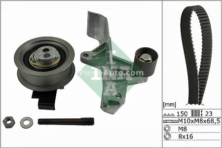 Kit distribuție INA (curea + role) pentru: AUDI A3, A4 B5, A4 B6, A4 B7, A6 C5; SEAT EXEO, EXEO ST; SKODA SUPERB I; VW PASSAT B5.5 1.8/2.0 01.95-05.10 3
