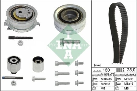 Kit distribuție INA (curea + role) pentru: AUDI A1, A3, A4 ALLROAD B8, A4 B8, A5, A6 C7, Q3, Q5, TT; SEAT ALHAMBRA, ALTEA, ALTEA XL, EXEO, EXEO ST, IBIZA IV 1.2D/1.6D/2.0D 05.03-