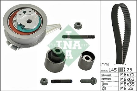 Kit distribuție INA (curea + role) pentru: MAN TGE; AUDI A1, A3, A4 ALLROAD B8, A4 ALLROAD B9, A4 B8, A4 B9, A5, A6 C7, A6 C8, Q2, Q3, Q5, TT; SEAT ALHAMBRA, ATECA, IBIZA V 1.6D-2.0DH 11.07- 3