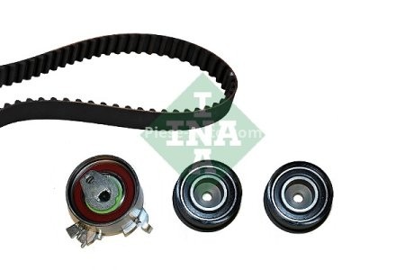 Kit distribuție INA (curea + role) pentru: CHEVROLET ASTRA, EPICA, EVANDA, LACETTI, NUBIRA, REZZO, ZAFIRA; DAEWOO EVANDA, LACETTI, LEGANZA, NUBIRA, PRINCE 1.8/1.8LPG/2.0 08.92- 3
