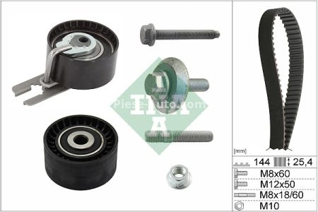 Kit distribuție INA (curea + role) pentru: CITROEN C1, C2, C2 ENTERPRISE, C3 I, C3 II, C3 PLURIEL, NEMO, NEMO/MINIVAN, XSARA; FORD FIESTA, FIESTA V, FIESTA VI, FUSION; MAZDA 2 1.4D 09.01-