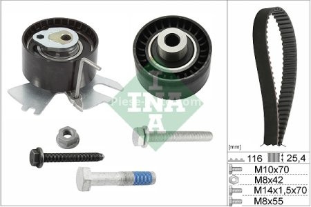 Kit distribuție INA (curea + role) pentru: DS DS 5; CITROEN C4 GRAND PICASSO I, C4 II, C4 PICASSO I, C5 III, C8, DS4, DS5, JUMPY II; FIAT SCUDO; FORD C-MAX II, FOCUS III 2.0D/2.0DH 03.06- 3
