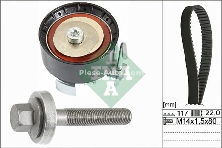 Kit distribuție INA (curea + role) pentru: VOLVO S60 II, S80 II, V40, V60 I, V70 III; FORD C-MAX II, FIESTA VI, FOCUS III, FOCUS III/KOMBI, GALAXY II, GALAXY III 1.5/1.6/1.6ALK 04.10- 3