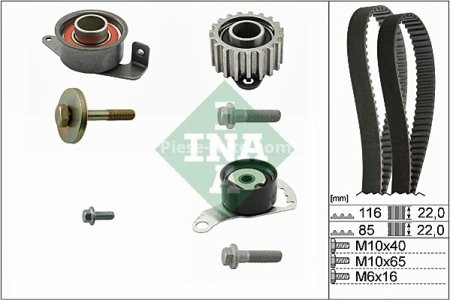 Kit distribuție INA (curea + role) pentru: FORD COURIER, ESCORT CLASSIC, ESCORT VI, ESCORT VI/KOMBI, FIESTA IV, FIESTA/HATCHBACK, FIESTA/MINIVAN, MONDEO II; MAZDA 121 III 1.8D 01.95-04.03