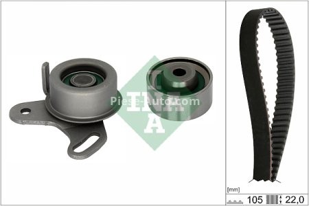 Kit distribuție INA (curea + role) pentru: HYUNDAI ACCENT, ACCENT I, ACCENT II, ACCENT III, COUPE I, COUPE II, ELANTRA III, GETZ, MATRIX; KIA CEE'D, CERATO I, RIO II 1.3-1.6 10.94-12.12