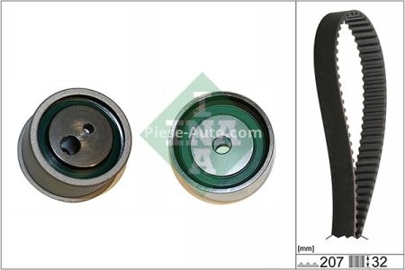 Kit distribuție INA (curea + role) pentru: HYUNDAI COUPE II, SANTA FÉ I, SONATA IV, TIBURON, TRAJET, TRAJET/MINIVAN, TUCSON, XG; KIA MAGENTIS I, SPORTAGE II 2.5/2.7 06.98- 3