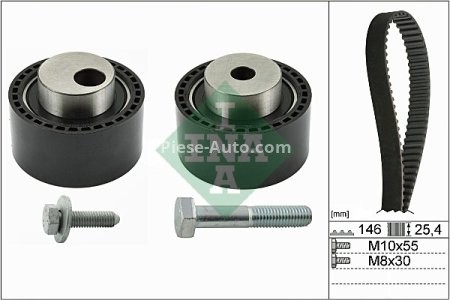 Kit distribuție INA (curea + role) pentru: CITROEN C5 I, C8; FIAT ULYSSE; LANCIA PHEDRA; PEUGEOT 406, 607, 807 2.2D 02.00- 3