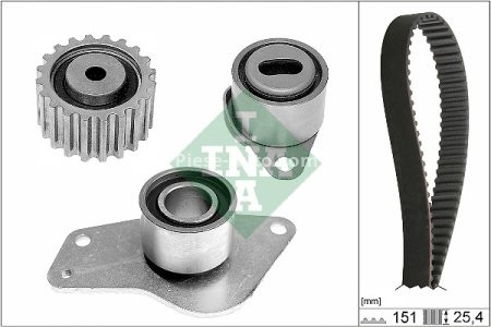 Kit distribuție INA (curea + role) pentru: RENAULT CLIO II, CLIO II/HATCHBACK, KANGOO, KANGOO EXPRESS, RAPID/MINIVAN, THALIA I 1.9D 09.94-
