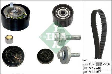Kit distribuție INA (curea + role) pentru: RENAULT CLIO III, FLUENCE, GRAND SCENIC II, GRAND SCENIC III, LAGUNA II, LAGUNA III, MEGANE, MEGANE II, MEGANE III 1.6/1.6ALK/1.6LPG 11.02- 3