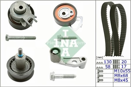 Kit distribuție INA (curea + role) pentru: SEAT LEON, TOLEDO II; VW BORA, BORA I, GOLF IV, LUPO I, POLO III 1.4/1.6 04.96-06.06