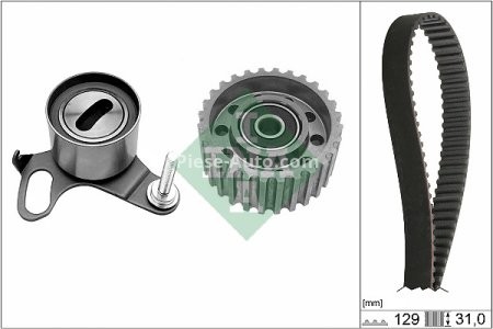 Kit distribuție INA (curea + role) pentru: TOYOTA DYNA, DYNA 150, HIACE IV, HILUX V, HILUX VI, LAND CRUISER, LAND CRUISER PRADO; VW TARO 2.4D/2.8D/3.0D 08.87- 3